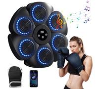 Yolispa Macchina da Boxe Musicale, 9 modalità 18 velocità Smart Bluetooth Music Boxing Machine con Guanti da Boxe, Regolabile a Parete Macchina da Boxe Intelligente, LED Parete Tira Pugni con Musica