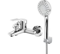 Yolispa Rubinetto per vasca da bagno con doccetta, miscelatore monocomando in ottone, montaggio a parete con soffione doccia 3 funzioni e 1. 5 m tubo per bagno doccia