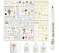 Yolistar 6 adesivi per candele per battesimo, comunione e decorazioni, formato A5, per bambini, per candele, regalo di nascita