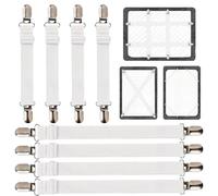 Yolistar 8 Pezzi Ferma Lenzuola,30-12/90-250cm Elastici per Lenzuola,tenditore Piastra Elastica Regolabile,Elastici per Lenzuolo,Ferma Lenzuola,Bretelle per Lenzuola,Coperte, Coprimaterasso（Bianco）