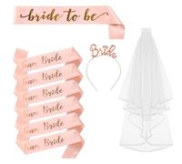 Yolistar Addio al Nubilato Gadget, 9pcs, Gadget per Addio al Nubilato, per la Notte delle Ragazze, Gadget Sposa to Be Kit Accessori Velo Sposa Decorazione, Velo, Fusciacca, Fasce Capelli, Pettine