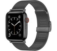 Yolistar Cinturino Compatibile per Apple Watch 42mm 44mm Series 6 5 4 3 2 1 SE, Ricambio di Alta Qualità in Metallo Maglia Milanese, Acciaio Inossidabile, Nero