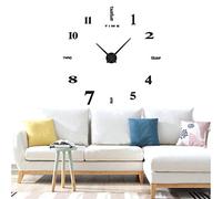 Yolistar Moderno fai da te, grande orologio da parete, con specchio 3D, autoadesivo, metallo, silenzioso, orologio da parete, moderno in metallo, decorazione per ufficio, casa, colore nero