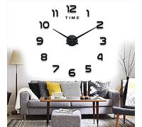 Yolistar Moderno Orologio Da Parete Fai Da Te, 3D Adesivo Orologio Parete Decorazione, Silenzioso Facile da Montare Parete Decorazione per Casa, Ufficio, Hotel, Nero