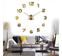 Yolistar Moderno Orologio Da Parete Fai Da Te, 3D Adesivo Orologio Parete Decorazione, Silenzioso Facile da Montare Parete Decorazione per Casa, Ufficio, Hotel, Oro Versione Grande