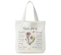 Yoljun Christian Tote Bag, Aesthetic Bibbia Shopping, Sacchetto di stoffa portatile stampato, Regali cristiani per le donne, Mutmacher Regalo fidanzata per lo shopping Cibo Palestra