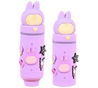 YOLMUNA 1 Pezzi Kawaii Astuccio Scuola 20 * 6.5 Cm Per Legami Penna 2 In 1 In Morbido Silicone,Portapenne Da Tavolo,Chiusura Con Cerniera,Tema Animali,Penne Pastelli Pennarelli (Viola)