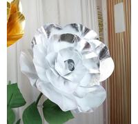 YOLNEY Testa di fiore di rosa gigante con finitura lucida, disposizione di fiori per feste, accessori per fotografia, finta rosa in schiuma artificiale, fiori-argento-50cm