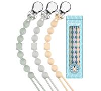 Yolnkos Catenella Portaciuccio Silicone Ciuccio Clips Catena Succhietto Catenelle per Ragazzi Ragazze Regalo per Baby Shower Deisgn a Pezzo Unico 3 Pezzi(Beige,Grigio)