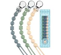 Yolnkos Catenella Portaciuccio Silicone Ciuccio Clips Catena Succhietto Catenelle per Ragazzi Ragazze Regalo per Baby Shower Deisgn a Pezzo Unico 3 Pezzi(Beige,Grigio,Muschio Verde)