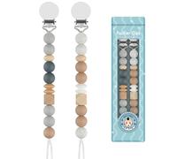 Yolnkos Catenella Portaciuccio Silicone Ciuccio Clips Catena Succhietto per Ragazzi Ragazze Regalo per Baby Shower 2Pazzi(Beige,Grigio)