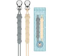 Yolnkos Catenella Portaciuccio Silicone Rana Ciuccio Clips Catena Succhietto per Ragazzi Ragazze Regalo per Baby Shower 2Pazzi(Beige,Grigio)
