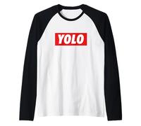 Yolo. Meme Design Si Vive Solo Una Volta Maglia con Maniche Raglan