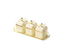 Yoloke Nordic Ceramic Spice Set - 28x12x12cm, Multipurpose for Oil, Vinegar, Sugar, Condiments, Honey & Soy Sauce