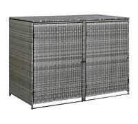 Yolola Copribidoni Spazzatura Esterno, Bidone Spazzatura Esterno, Copribidone Rifiuti Doppio in Polyrattan Antracite 148x77x111cm