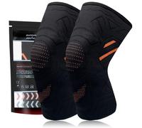 YOLONCE 2 Pezzi Supporto per Ginocchio da Uomo/Donna,Ginocchiera Ortopedica,Supporto per Artrite,Tutore Fascia Ginocchio per Sport,Arancione,M
