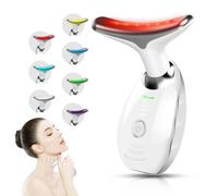 Yolopim Massaggiatore per collo, 7 colori, massaggiatore viso per la cura della pelle, massaggiatore facciale multifunzionale con design antiscivolo, bianco