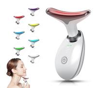 Yolopim Massaggiatore per collo e viso, 7 colori, per la cura della pelle a casa, massaggiatore facciale con design antiscivolo, bianco