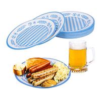 YOLOUP 40 Stück Oktoberfest Teller Bayerische Papierteller Bavaria Party Blau & Weiß Rauten Pappteller Partygeschirr für Wiesn Oktoberfest Dekoration Bierzelten Tischdeko (Rund:Ø 7 zoll)