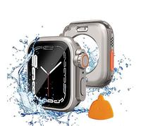 Yolovie Custodia impermeabile 2 in 1 compatibile con Apple Watch 44 mm, protezione schermo serie SE SE2 6 5 4 [Sembra Ultra Style] iWatch in vetro temperato Accessori per cover posteriore in titanio