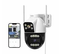 YoLuKe Telecamera di sicurezza 4g con doppio obiettivo,telecamera con sim con monitoraggio automatico,telecamera senza wifi con sim 6X zoom ibrido,visione notturna a colori,audio