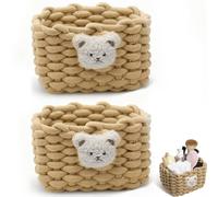 yolzhxe 2 Pezzi Cestini Portaoggetti in Corda di Cotone, Cesto Portaoggetti Intrecciato, Decorativi Cesta Porta Oggetti, per Camerette, Bagno, Camera Da Letto (Marrone)