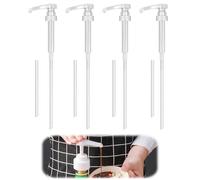 yolzhxe 4 Pezzi Dispenser Sciroppo Pompa, Riutilizzabile Sciroppo Pompa a Pressione per Bottiglie da 500 ml, 1000 ml, Coffee Syrup Dispenser con 8 Tubi, per Liquidi in Bottiglia, Bianco