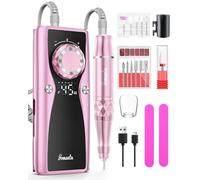yomanta Fresa per unghie professionale 45000 giri, USB ricaricabile 10H+durata della batteria lima elettrica per unghie, display LCD, direzione di rotazione regolabile, oro rosa