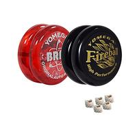 Yomega 2 x Legendary Spinners The Original Yo-Yo with Brain and Fireball Transaxle Yo-Yo for Beginners, Intermediate and Professionals-Includes 5 Extra Strings (Fireball-Brain-Black-Red)
