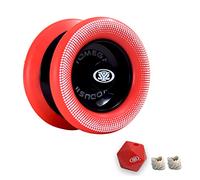 Yomega Xodus II YoYo - Include tecnologia con cuscinetto a rulli, bordi in gomma e design a forma di ala - Yo-yo professionali reattivi di livello intermedio (Nero Rosso)