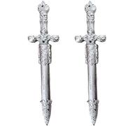 YOMENO 2 spada da pirata in plastica con fodero finto coltello per costume da pirata, accessori per feste pirata, accessori per Halloween, 29 cm (argento)