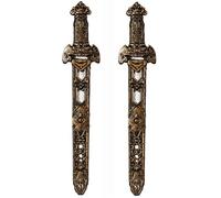 YOMENO 2 spada da pirata in plastica con fodero finto coltello per costume da pirata, accessori per feste e Halloween, 29 cm (bronzo nuovo)