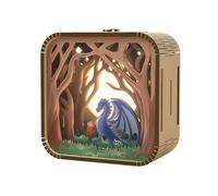 Yominerr Luce Notturna Regalo Mano Tocco DIY in Legno Stereo Luci Atmosfera Regali Stagione Laurea Guerriero - Drago