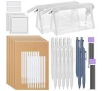 Yominerr Set Forniture Scolastiche - 48 Articoli Essenziali per il Ritorno A Scuola per Studenti Delle Scuole Superiori e Universitari, Astuccio Portapenne, Penne A Inchiostro Secco 0,5 mm
