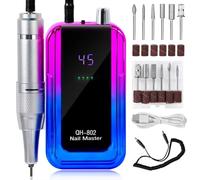 Yominerr Trapano per Unghie Elettrico Ricaricabile da 45000 /Min, Levigatrice per Unghie, Macchina per Manicure A Basso Rumore, Blu