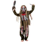 YOMIQIU Costume Zombie Halloween bambini: Costume da Zombie Scheletro Spaventoso per Bambini, Costume da Zombie Morto vivente con Motosega Giocattolo per Feste Cosplay di Halloween (L)