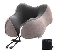 Yomisee Cuscino cervicale aereo, cuscino da viaggio per auto, in memory foam, con rivestimento vellutato, per adulti, per viaggi, campeggio, ufficio e casa (rosa chiaro)