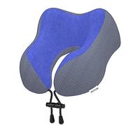 Yomisee Cuscino cervicale aereo, cuscino da viaggio per auto, in memory foam, con rivestimento vellutato, per adulti, per viaggi, campeggio, ufficio e casa (blu scuro)