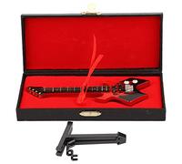 Yomiyuyr Modello di Chitarra Elettrica in Miniatura in Legno, Replica di Chitarra in Tiglio da 6,2 Pollici, Mini Chitarra Decorativa da Collezione con Supporto e Scatola di (Nero rossastro)