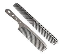 Yomiyuyr Set di pettini in metallo in acciaio inossidabile, pettine per capelli antistatico per uomini e donne, pettini da barbiere per acconciature, pettine professionale per (Nero)