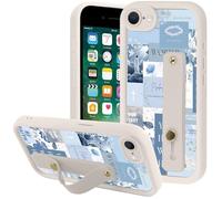 Yomjew Custodia per telefono con collage di Gesù Gesù blu per iPhone SE 2022/SE 2020/8/7 da 4,7 pollici, con cinturino da polso morbido regolabile, citazione cristiana, design floreale, custodia
