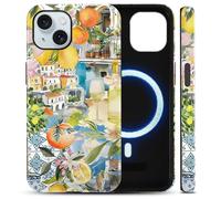 Yomjew Summer Italian Vacation Collage Custodia per iPhone 15 Custodia antiurto TPU e PC rigido protettivo compatibile con MagSafe Progettato Cover Funda per iPhone 15 6.1 pollici