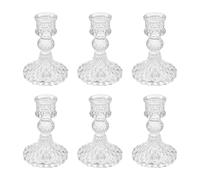 yomoe Portacandele in Vetro Set da 6, Portacandele Conici Trasparenti A Forma di Diamante per Centrotavola, Decorazioni per La Casa