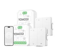 YOMOGI 2 Pack Modulo Tapparella WiFi con Telecomando RF Connesso, Interruttore Intelligente per Tende e Persiane, Compatibile con Alexa e Google Home, Controllo Remoto, Comando Vocale, Timer