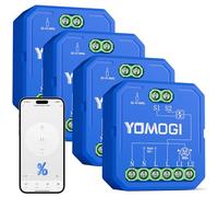 Yomogi Interruttore Tapparelle WiFi, 4 Pack Modulo Interruttore WiFi Compatibile con Alexa Google Home per Controllo Percentuale, Smart Timer per Tende Avvolgibili, Senza telecomando