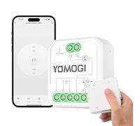 YOMOGI Modulo Tapparella WiFi con Telecomando RF Connesso, Interruttore Intelligente per Tende e Persiane, Compatibile con Alexa e Google Home, Controllo Remoto, Comando Vocale, Timer (1 Pezzo)