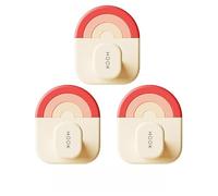 Yomotay Set di 3 ganci adesivi arcobaleno, resistenti per bagno e cucina, senza foratura, per chiavi, asciugamani, elastici per capelli, borse, ecc., 4,5 x 5,5 cm (rosa)
