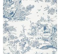 Yomshi Carta da parati autoadesiva blu e bianca, 41 × 300 cm, motivo: albero, animali, stacca e attacca, stile elegante, in vinile, impermeabile, rimovibile, armadi, cassetti, pareti, soggiorno