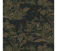 Yomshi - Carta da parati autoadesiva nera e marrone, adesiva con pellicola protettiva, impermeabile, adesivo per mobili, con alberi e animali, carta da parati vintage, per soggiorno e camera da letto