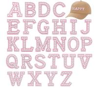Yonality 26 toppe autoadesive con perle e strass, dalla a alla z, toppe con lettere dell'alfabeto 3D, lucido lettere, per forniture artigianali fai-da-te,decorare o rammendare cappelli,vestiti